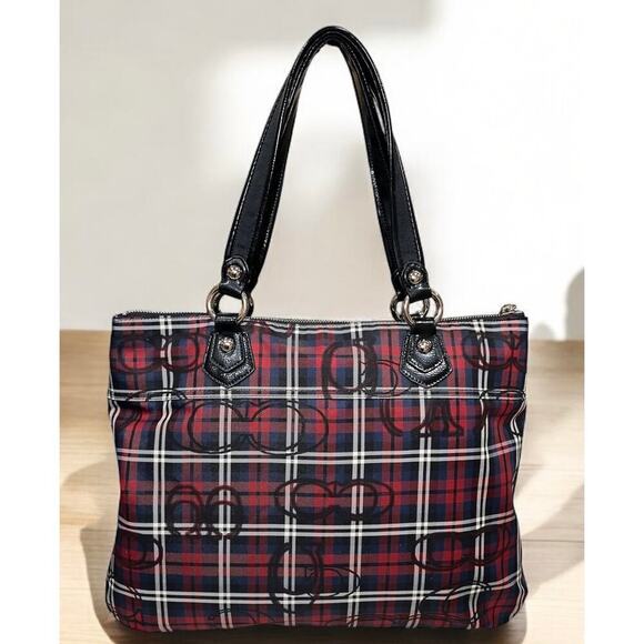 Coach 18713 Poppy Signature Tartan Glam Tote & Matching Wristlet - Picture 3 of 12